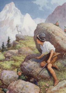 "Er sah Slatarog auf einem Gipfel stehen" aus "Die Legende vom weißen Gämse" von Howard Davie
