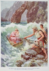 Er zog sie und das Baby sicher auf einen Felsvorsprung von Howard Davie