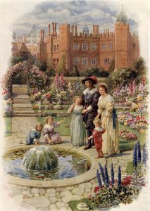 König Karl I. und Königin Henrietta in Hampton Court von Howard Davie