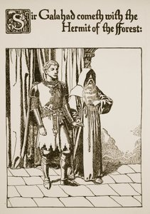 Sir Galahad kommt mit dem Einsiedler des Waldes, Illustration aus 