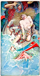 Das Angeln von Thor und Hymir, aus Volkslegenden des Meeres, Harpers Magazine, 1902 von Howard Pyle