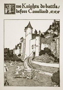 Zwei Ritter kämpfen vor Cameliard, Illustration aus 