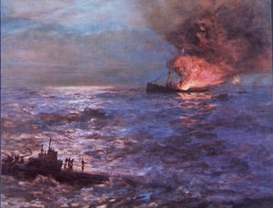 Handelsschiff von deutschem U-Boot im Zweiten Weltkrieg beschossen