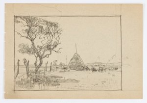 Ohne Titel (Baum mit Heuschober) von Howard Russell Butler