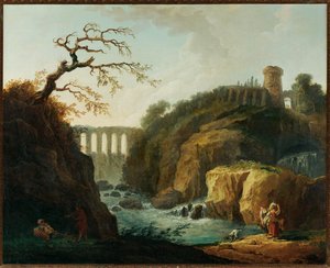 Landschaft mit Aquädukt und Wildbach