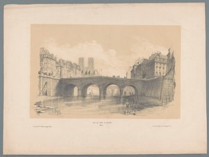 Ansicht der Pont Saint-Michel in Paris (Fragmenten van landschappen) von Hubert Clerget