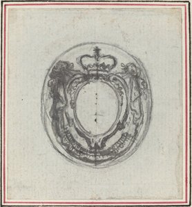 Wappen-Kartusche mit Krone und Girlanden