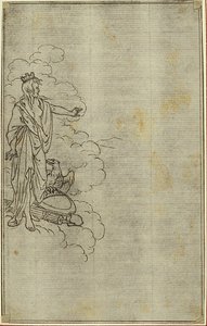 Studie für Lucains "La Pharsale", Gesang I, stehende weibliche Figur mit Krone von Hubert Francois Gravelot