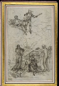 Studie für Vignette in Fontenelles (zugeschrieben) "Les Amours de Mirtil", Canto VI von Hubert Francois Gravelot