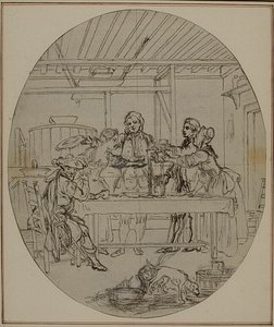 Studie für eine nie veröffentlichte zweite Ausgabe von Colles "La Partie de Chasse de Henri IV", Akt III, Szene 10 von Hubert Francois Gravelot