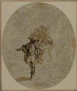 Studie für eine nie veröffentlichte zweite Ausgabe von Colles "La Partie de Chasse de Henri IV", Akt II, Szene 11