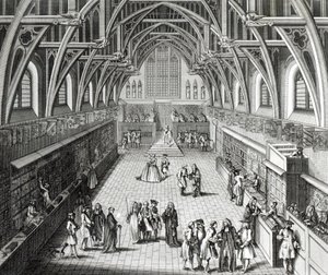 Westminster Hall, Der erste Tag des Semesters, Ein satirisches Gedicht, 1797 graviert von C. Mosley von Hubert Francois Gravelot