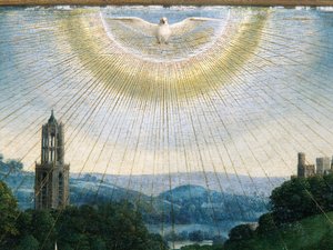 Detail aus der Anbetung des mystischen Lammes, vom Genter Altar von Hubert & Jan van (1390 1441) Eyck