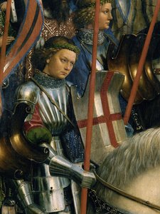 (Detail) von St. Georg, von den Rittern Christi, von der linken Seite des Genter Altars von Hubert & Jan van (1390 1441) Eyck