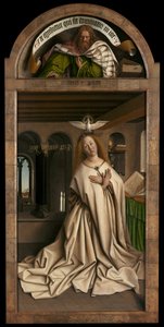 Lunette: Der Prophet Micha. Unteres Panel: Jungfrau Maria, von der Außenseite des rechten Panels des Genter Altars von Hubert & Jan van (1390 1441) Eyck