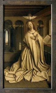 Der Engel Gabriel überbringt Maria die Botschaft, Detail vom geschlossenen Genter Altar