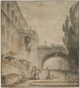 Ein Palast mit einer Bogenbrücke Eine römische Villa, 1760