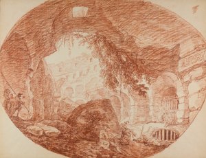Ein Künstler sitzt in den Ruinen des Kolosseums von Hubert Robert