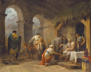 Belisarius empfängt die Gastfreundschaft eines Bauern, der unter seinen Befehlen gearbeitet hat, 1787