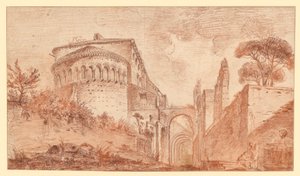 Die Kirche SS. Giovanni e Paolo in Rom, von der Apsis aus gesehen von Hubert Robert