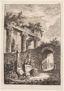 Abende in Rom: Die Statue vor Ruinen von Hubert Robert