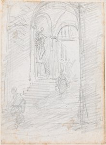 Figuren auf einer monumentalen Innenstiege [recto] von Hubert Robert