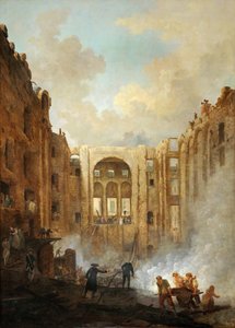 Feuer im Opernhaus des Palais-Royal im Jahr 1781 von Hubert Robert