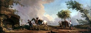 Gärtner transportieren einen Orangenbaum von Hubert Robert