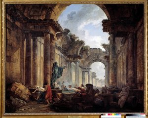 Imaginäre Ansicht der Grand Galerie des Louvre in Ruinen. Gemälde von Hubert Robert (1733-1808) von Hubert Robert