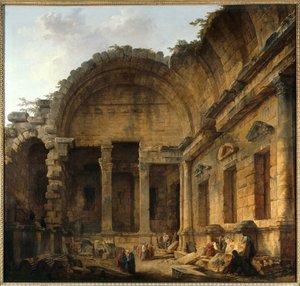 Innenansicht des Tempels der Diana in Nimes von Hubert Robert