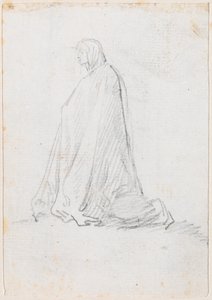 Kniende Figur in einer Kapuzenrobe (verso) von Hubert Robert