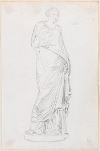 Statue einer Frau in einer Toga von Hubert Robert