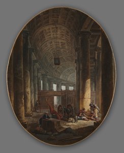 Die Kolonnade von St. Peter, Rom, während des Konklaves, ca. 1769 von Hubert Robert