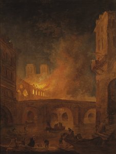Das Feuer des Hôtel-Dieu in Paris, von Robert, Hubert