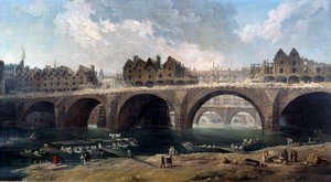 Der Abriss der Häuser auf der Brücke Notre-Dame in Paris 1786