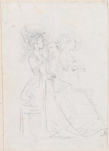 Zwei sitzende Frauen mit männlicher Figur zwischen ihnen [verso] von Hubert Robert