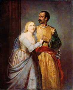 Shakespeare: Othello und Desdemona, Othello, Akt I, Szene 3 von Hubert von (after) Herkomer