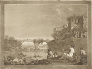 Landschaft mit badenden Nymphen von Hubertus van Hove