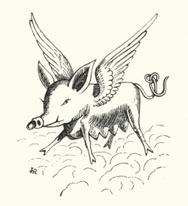 Fliegendes Schwein (Lithografie) von Hugh Rowley
