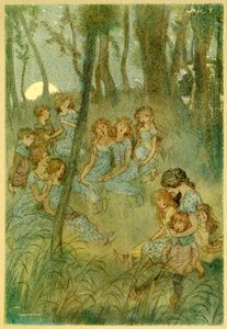 Und nächtliche Wiesenfeen, schaut ihr singt, aus Die lustigen Weiber von Windsor, 1910 von Hugh Thomson
