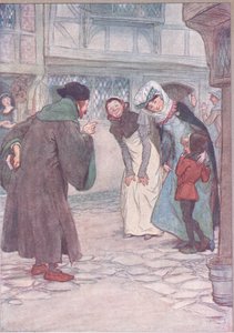 Komm schon, Sirrah, antworte deinem Meister, hab keine Angst, Illustration aus Die lustigen Weiber von Windsor, 1910