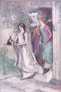 "Anne Page tritt mit Wein ein, gefolgt von Mistress Ford und Mistress Page", Illustration aus 