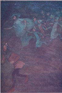 Eintritt Sir Hugh Evans, Anne Page und die anderen, Illustration aus Die lustigen Weiber von Windsor, 1910 von Hugh Thomson