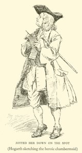 Skizze von Hogarth der heldenhaften Zimmermädchen (Gravur) von Hugh Thomson