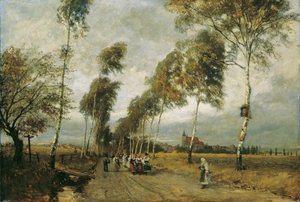 Landstraße mit Birkenallee