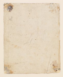 Inschrift auf der Rückseite: obere Mitte, braune Tinte, italienische Handschrift des 18. Jahrhunderts: "Sandro schreibt, dass es sicher sei"; darunter, braune Tinte, Handschrift des 19. Jahrhunderts: "Petro Perugino"