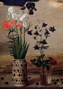 Triptychon Portinari: zentrales Detail der Blumen von Hugo van der Goes