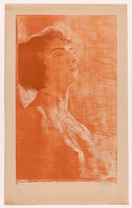 Porträt einer Frau mit entblößtem Oberkörper von Huib Luns (signed by artist)
