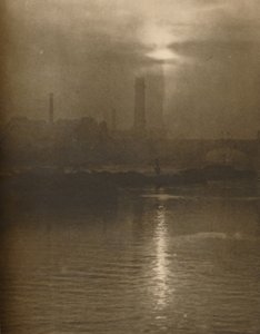 Nebel eines Londoner Abends am Surrey-Ufer bei der Waterloo-Brücke, ca. 1935