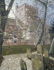 Brecon Cathedral, Herbsttag, 1992 von Huw S. Parsons